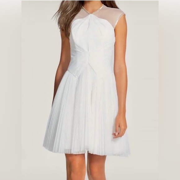 Ted Baker Trixxy Illusion Yoke Pleated Tulle Mesh Embellished Wedding Dress $650 - Picture 1 of 11